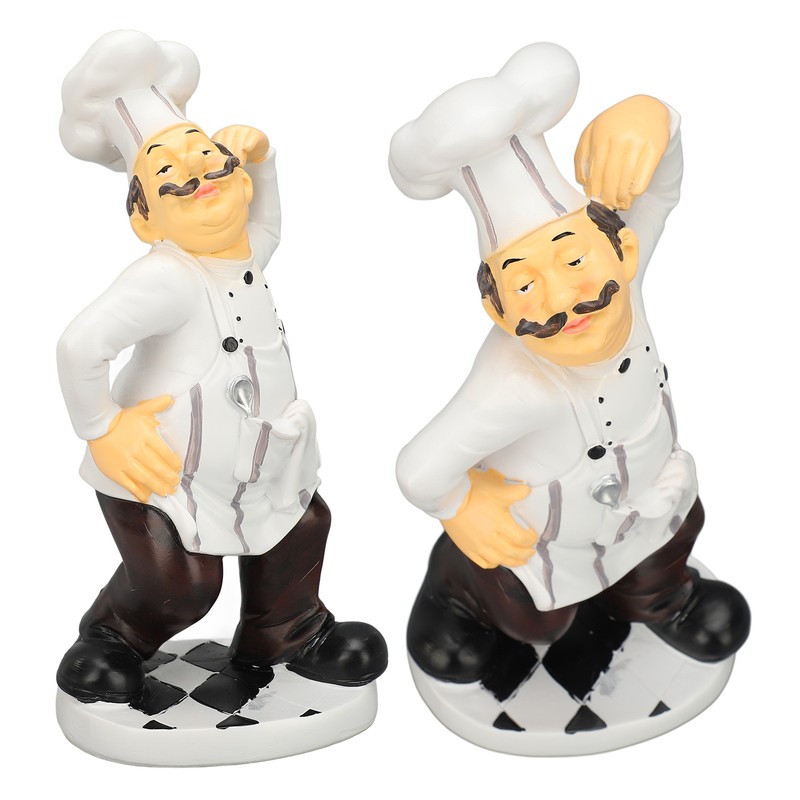French Chef Figurine 30x14x11cm Resin Funny Chef Sculpture Kitchen Restaurant