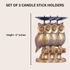 Gold Owl Candle Holder Set of 3 – 5-Inch Decorative