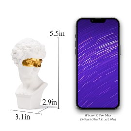BRABUD Greek Mask David Man Bust Statue Resin Classic Roman Sculpture Modern Art Home Office Study Room Bookshelf Decor Collectible Gift (B, White)