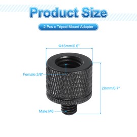 PATIKIL Tripod Screw Adapter 3/8" Female to M6 Male, 2 Pcs Tripod Nut Connectors Camera Mount Screw Camera Double Head Converter for Microphone Holder Magic Arm Accessories