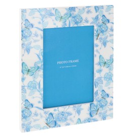 Shudehill Giftware Blue & White 6X4 Photoframe - Floral, Trellis, Tile & More Designs (Floral Butterfly)