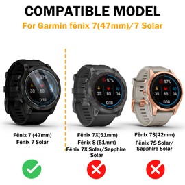 EasEasy 4 Pack Compatible for Garmin Fenix 7 47mm Screen Protector Glass, 2.5D Clear 9H Tempered Protection for Fenix 7 /Fenix 7 Sapphire Solar Watch Film 47mm, Sensitive Touch & Anti-scratch