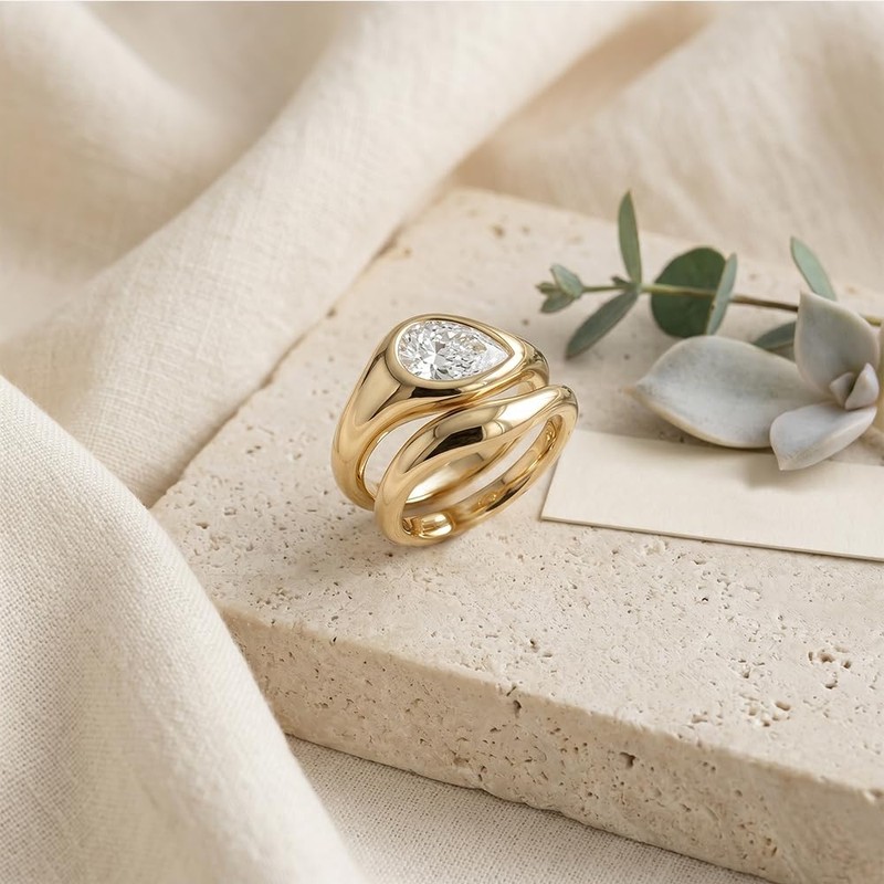 Myofeng 14K Gold & Silver Plated Stackable Rings for Women,