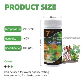 Kiuiom 7-in-1 Pond Test Strips,Aquarium Test Strips,Water Quality Testing for Fish Tanks & Ponds,100PCS,Test Carbonate, PH, Hardness, Total Chlorine, Residual Chlorine, Nitrate, Nitrite