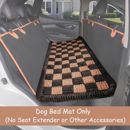 HAPYFOST Dog Bed for Car Back Seat, Non-Slip Backseat Dog Car Bed Mat, Soft Furry Travel Pet Mat, Washable Blanket Custom Fit for Backseat Extenders and Hammock Seat Covers(54"×25" Brown)