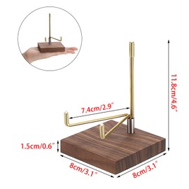 BTSKY Large Size Adjustable Gold Metal Arm Display Stand Easel with Square Walnut Wood Base, Display Holder for Geodes Rock Mineral Agate Fossil Coral Coin