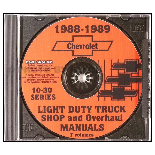 1989 Chevy CK Pickup Shop Manual CD Truck Cheyenne Scottsdale