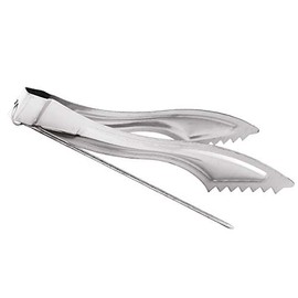 NKlaus Smoking Tongs 16 cm Long Silver with Hole Punch Stainless Steel Charcoal Tongs Shisha Tongs Ice Tongs Dishwasher Safe 1343
