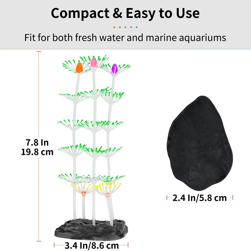 Uniclife Strip Coral Plant Ornament Glowing Effect Silicone Artificial Decoration
