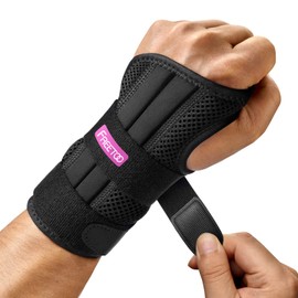 FREETOO Doctor Approved Wrist Bandage with 3 Stays, Adjustable Day/Night Wrist Brace for Men and Women, Bandage Wrist for Arthritis, Tendonitis, Sprain, Sports Protection