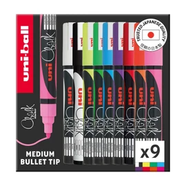 uni-ball Chalk Marker, Medium Bullet Tip, Assorted Colours (9-Pack)