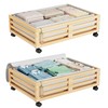Wisuce Bamboo Under Bed Storage Containers- Underbed Organizer with Wheels