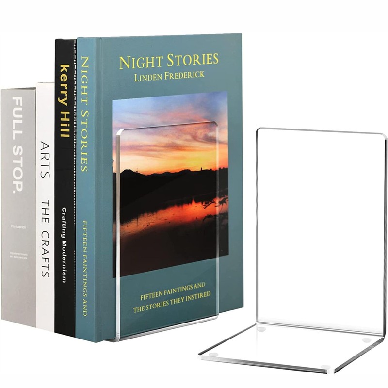 Bookends Acrylic Book Ends Clear Book Ends for Shelves Decorative