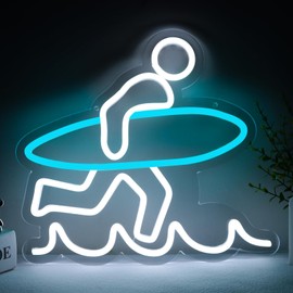 Balanar Surfer Neon Sign Home Wall Decor，Surfboard Neon Light for Wall Decor，Led Sports Neon Signs Beachy Room Bedroom for Kids Room Wall Art Men,Women Boys Birthday Christmas Gifts