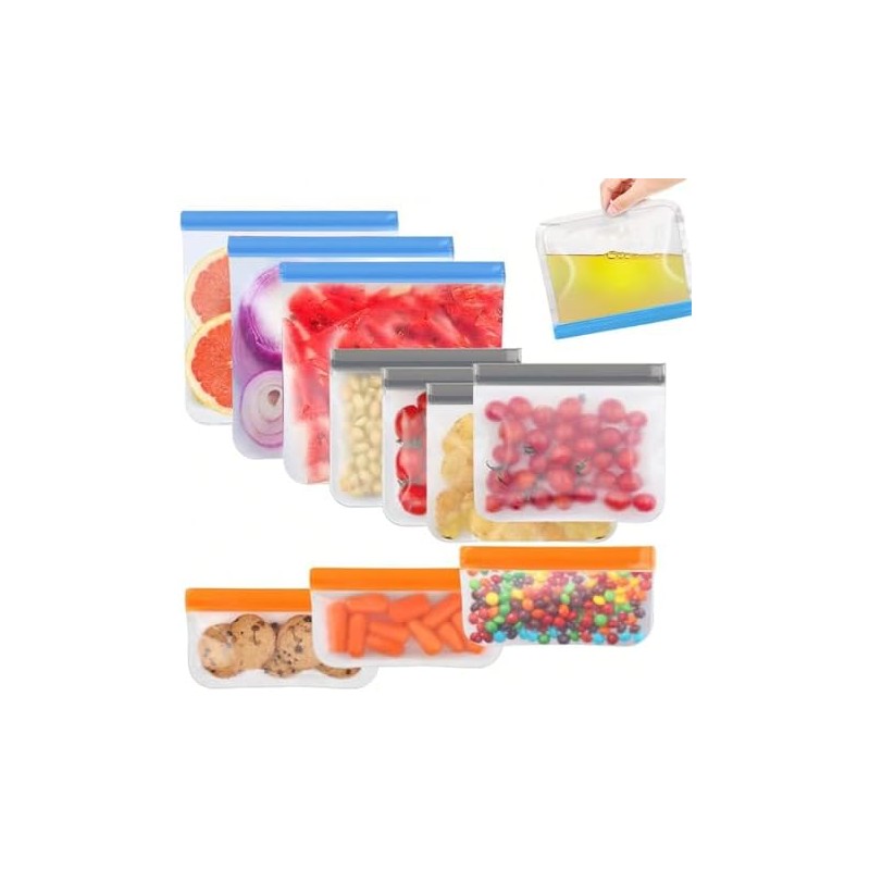 bolsas de silicona reutilizables 10,bolsas para congelar alimentos 10 Bolsas