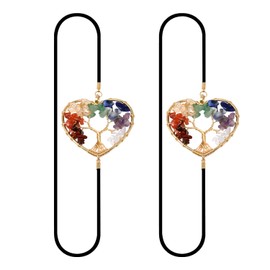 yueton 2PCS Tree of Life Elastic Bookmarks Vintage Alloy Crystal Gemstones Beaded Tree Bookmarks Book Markers Christmas Thanksgiving Birthday Gift for Book Lovers Teacher Student Family Friends