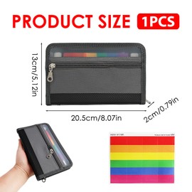 A6 Double Zip Folder with Coloured Tabs, Multi-Pocket File Folder for Checks, Bills, Receipts, Tickets