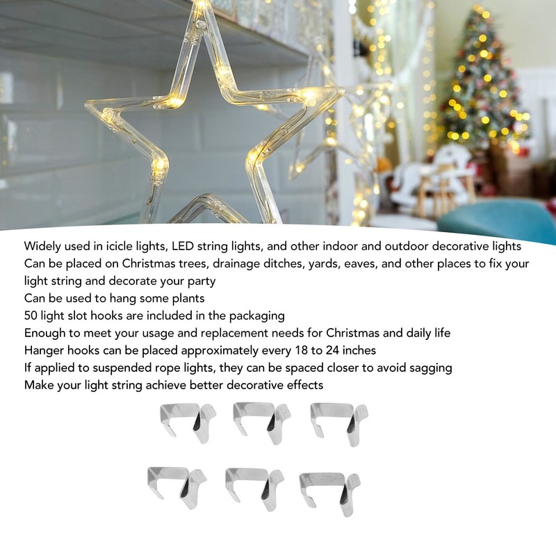 50Pcs Metal Christmas Lights Gutter Hooks Stainless Steel Christmas Lights