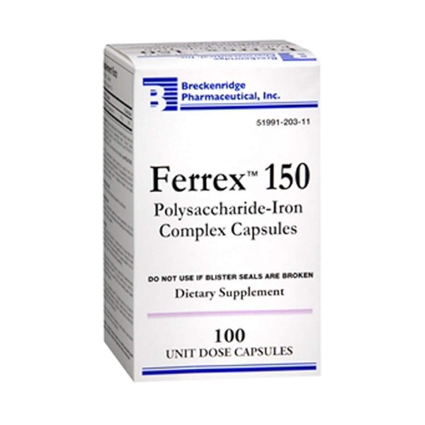 BRECKENRIDGE FERREX? 150 Polusaccharide-Iron Complex Capsules 100 Count