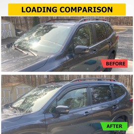 Puermto Side Window Wind Deflector fit for 2015-2019 Subaru Outback, 4pcs Outside Mount Style Tape-On Nice Rain Guards Set,Dark Smoke Window Vent Visors 94376 Car Accessories