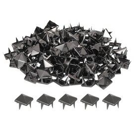 sourcing map 100 Pcs Pyramid Rivets for Clothing, 9mm 4-Jaw Square Rivets, Black Metal Pyramid Studs Handicraft, Punk Rock Nailhead Spots for Clothing Bag Leather Shoes
