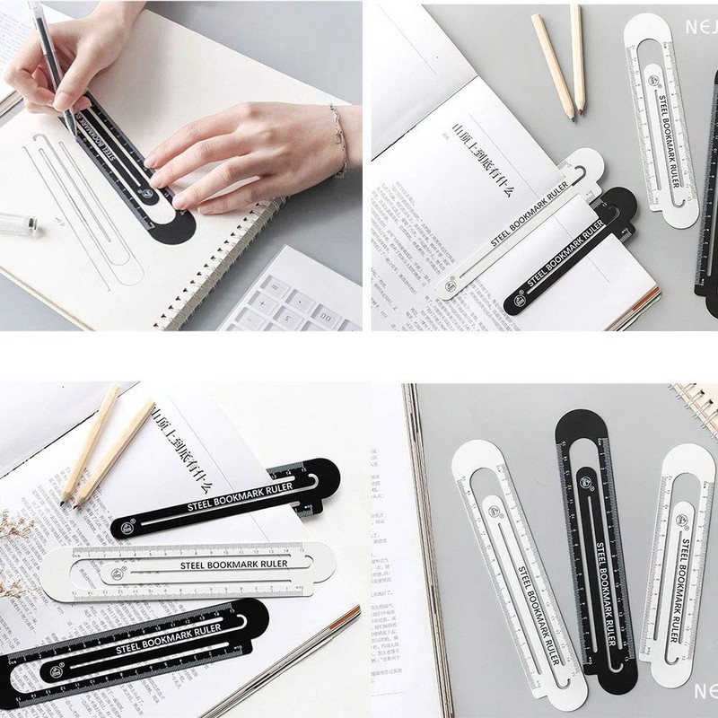 Multifunctional Metal Bookmark and 15cm Ruler Straight Ruler Measuring Tool