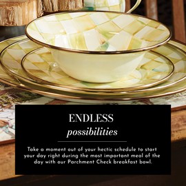 MACKENZIE-CHILDS Parchment Check Enamel Breakfast Bowl, Single Cereal Bowl