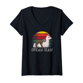 Womens Alpaca Sloth Dream Fur Animal Wool Blanket Llama V-Neck T-Shirt