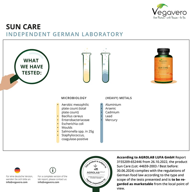 Tanning Capsules Vegavero® | with Beta Carotene, Vitamin E, L-Tyrosine,