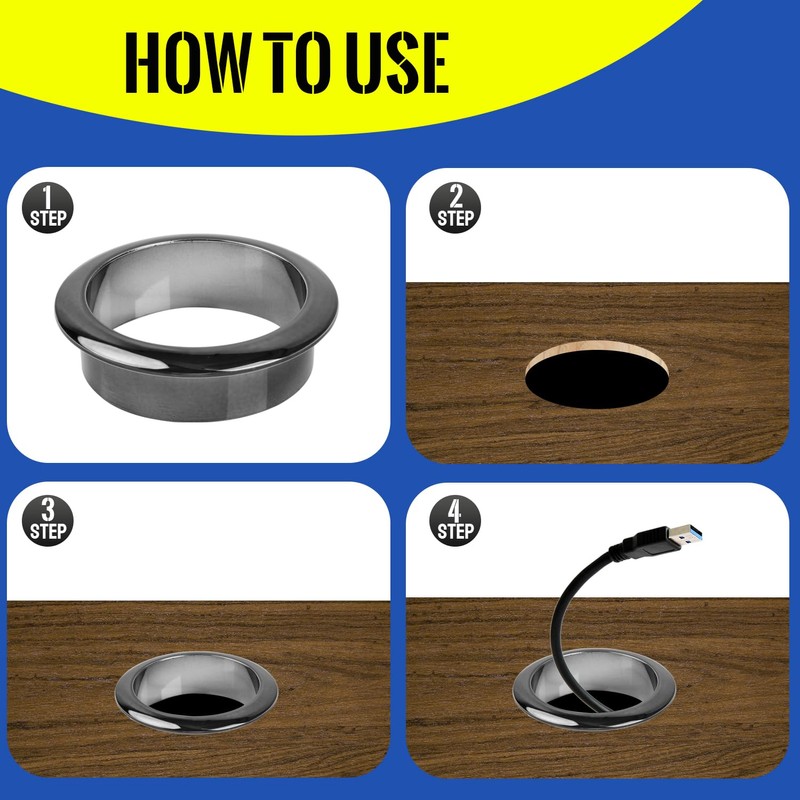 5Pcs 50mm (2 Inch) Cable Hole Cover, ABS Desk Grommet,