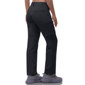 Outdoor Ventures Women's Convertible Pants, Quick Dry Hiking Zip-Off Pants, Stretch Lightweight Cargo Pants Black