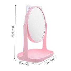 PACKOVE Rotating Cat Ear Desktop Makeup Mirror Clear Cosmetic Vanity Mirror for Home Office Dormitory Compact and Durable