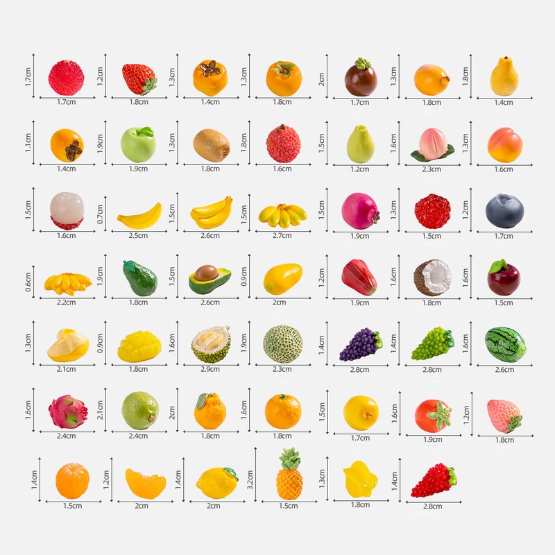 Mini Fruit Figurines for DIY Decoration – 30-Piece Resin Miniature