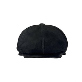 Lukkizara Men's Leather Newsboy Cap Cabbie Beret Real Leather Flat Hat Vitage Style Ascot Hat (US, Alpha, X-Large, Black)