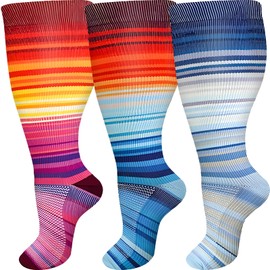 ZFiSt Plus Size Compression Socks Wide Calf for Women Men,Sport Compression Stocking Nurse Socks for Edema Travel