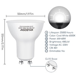 LED Bulb GU10 4W 6W 8W Cold / Warm White, Pack of 5, Cold White, 6W