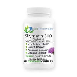 Silymarin 300 – Standardized Milk Thistle Extract with Silybin 300 mg – Liver and Kidney Health, Liver Detox and Cleanse, Antioxidants – Vegan - 180 Vegetable Capsules