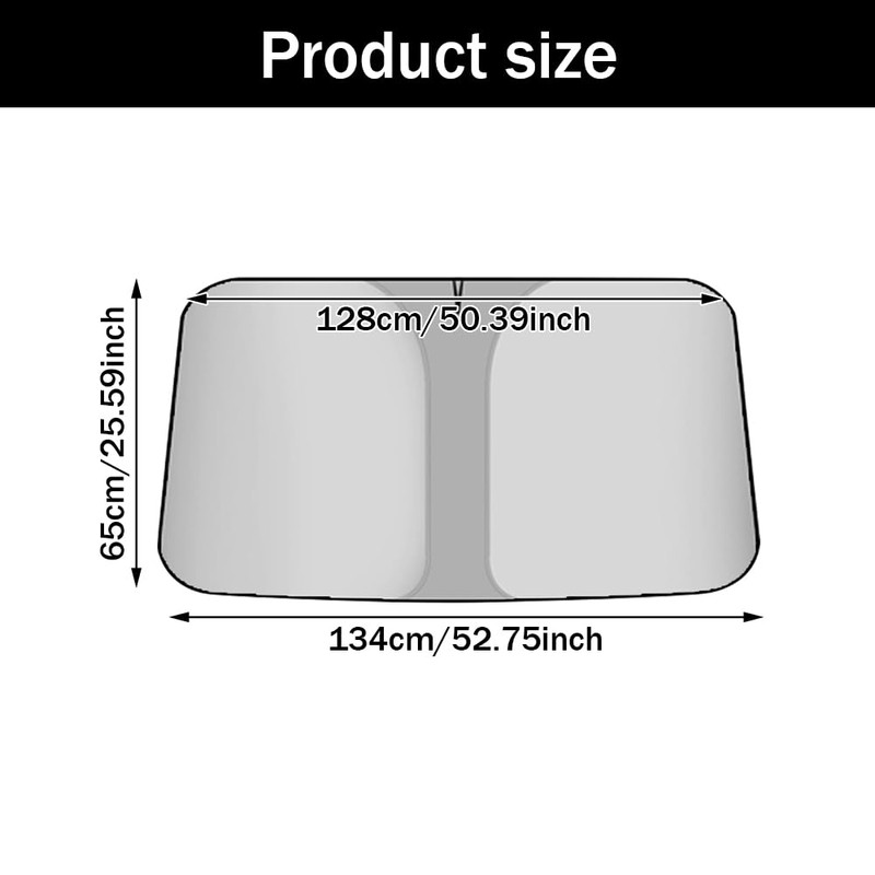 Car Sun Protection Front Windscreen Inside, 134 x 65 cm