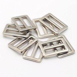 JWBIZ 8pcs Flat Metal Slide Buckle Belt Adjuster Sliders Tri Glide Strap Hardware Clasp (Silver, 1 Inch)