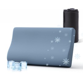 Ruizman Camping Pillows for Sleeping - Memory Foam Travel Pillow 2 Heights Use - Small Travel Pillow for Camping, Hiking, Backpacking with Storage Bag (Blue)