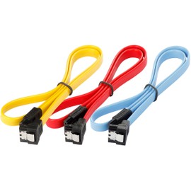 Poppstar 3 x SATA 3 SSD HDD Data Cables, Right Angle 90 Degree Connector, Up To 6 GB/s
