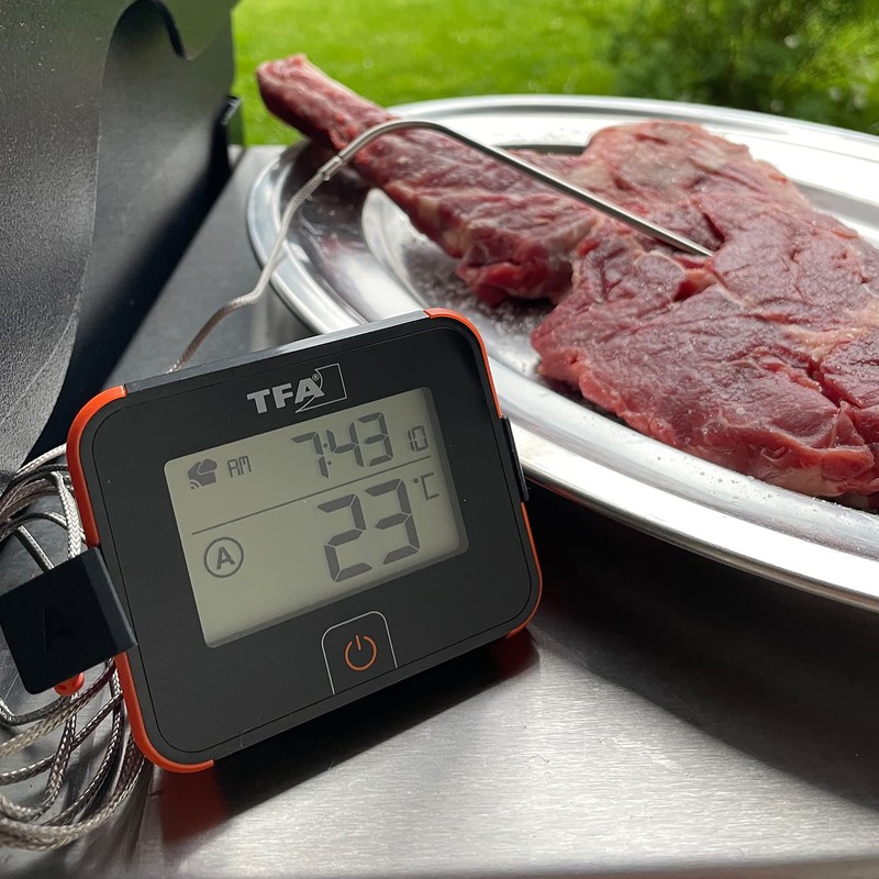 TFA Dostmann BBQ Thermometer Transmitter View, 14.1514.10, 2 Temperature Sensors