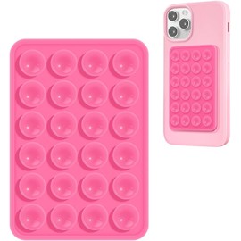 SC ACCESORIOS Soporte para Celular con Ventosa de Silicón para Superficies Lisas Ideal para Grabar Videos Tomar Selfies y Usar Manos Libres Compatible con Smartphones (Doble Ventosa- Rosa)