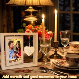 He Asked She Said Yes - Proposal Engagement Gifts for Couples with Heartfelt Message - Rotating 2-Sided Wood Photo Frame, Perfect Wedding & Newlywed Photo Frame