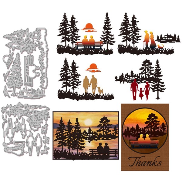 GLOBLELAND Cutting Dies for Couples at Sunset Metal Family Forest