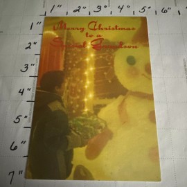 Vintage Merry Christmas Special Grandson Black African Boy Kid Child Snowman