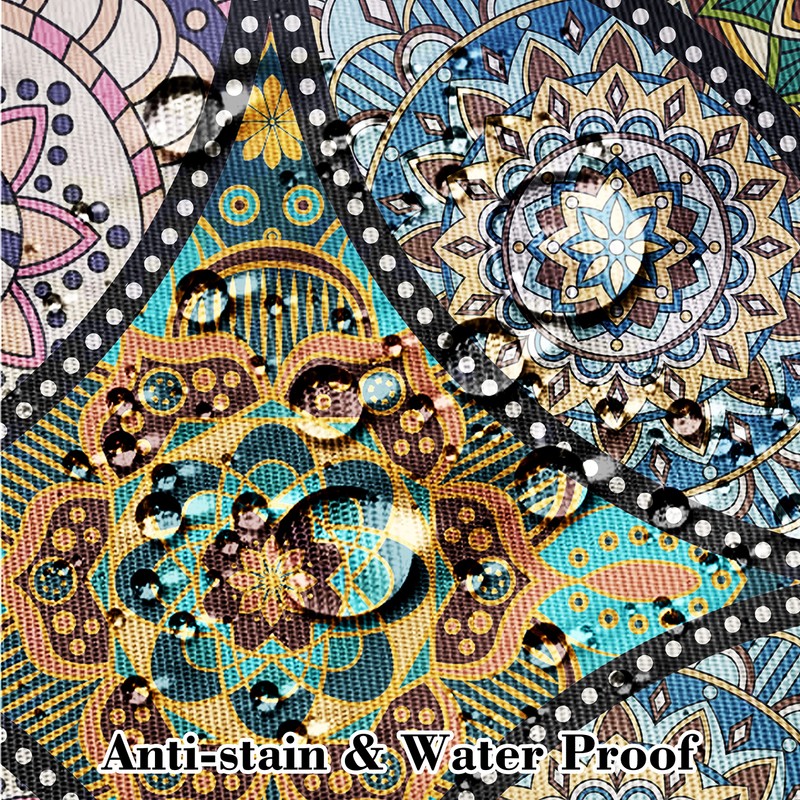 iEvery Boho Wipeable Tablecloth Rectangular, Mandala Polyester Waterproof Table Cloth