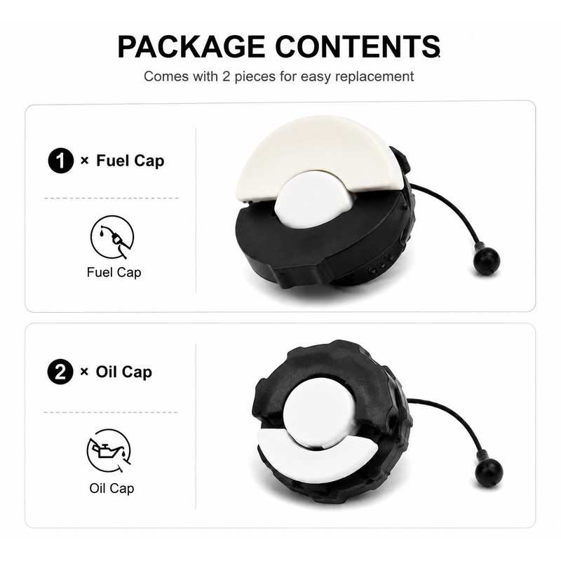 4Pcs Chainsaw Fuel and Oil Cap Replacement Set – Durable