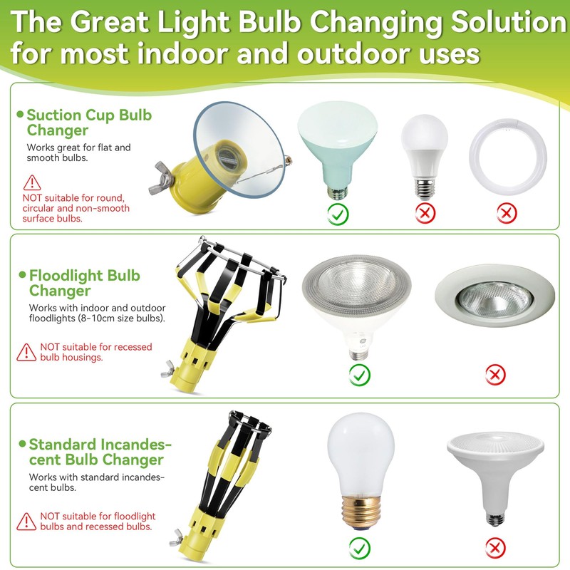 Dreyoo 3 Pieces Set Light Bulb Changer, Standard Incandescent, Floodlight