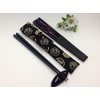 Hand Fan in Black X Beige Crest Pattern Chopsticks Bag